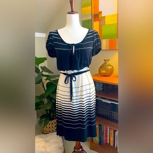 Laundry Black and Cream Stripe Knit dress